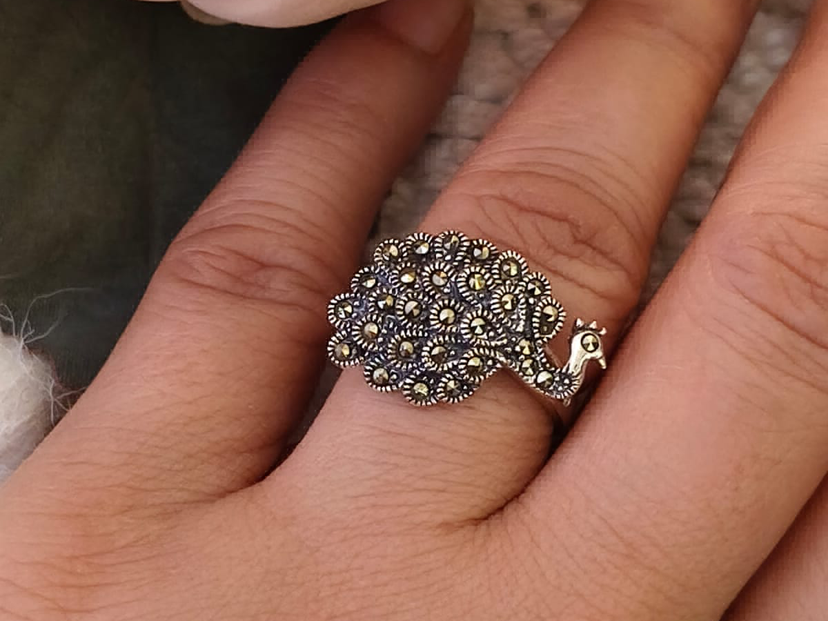 peacock marcasite silver ring